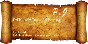 Páhány Józsa névjegykártya